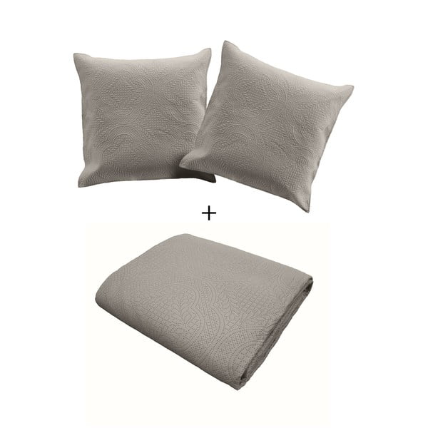 Sivi prošiven set prekrivača i jastučnice od mikrovlakana 240x220 cm Romane – douceur d'intérieur-image-2