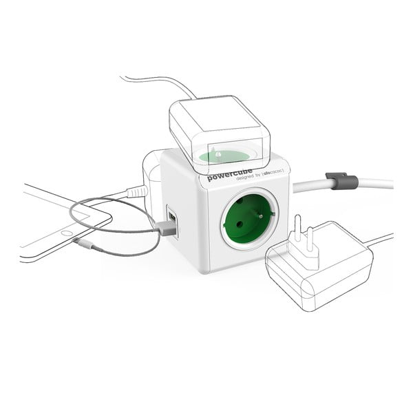 Razdjelnik utičnica 13 cm PowerCube Extended USB – Cubenest-image-2