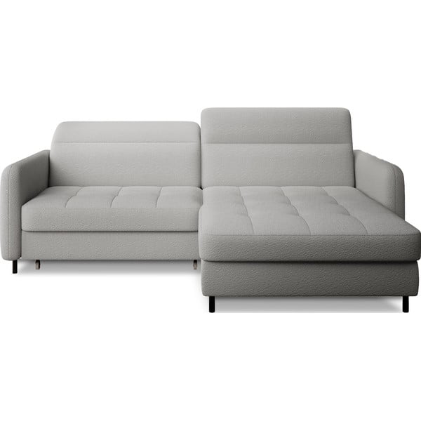 Siva sklopiva/s prostorom za odlaganje kutna garnitura od bouclé tkanine (s desnim kutom/s ležaljkom) Gomsi – ELTAP