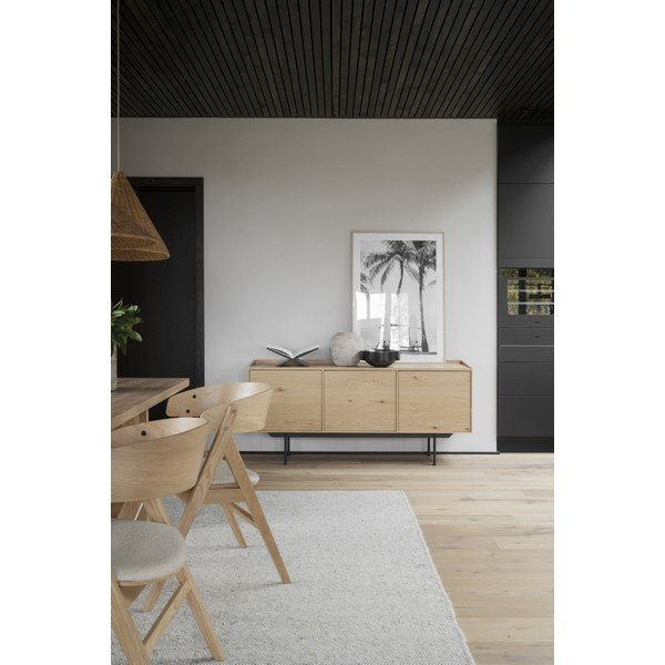 Niska komoda u dekoru hrasta u prirodnoj boji 160x74 cm Brewerton - Rowico-image-1