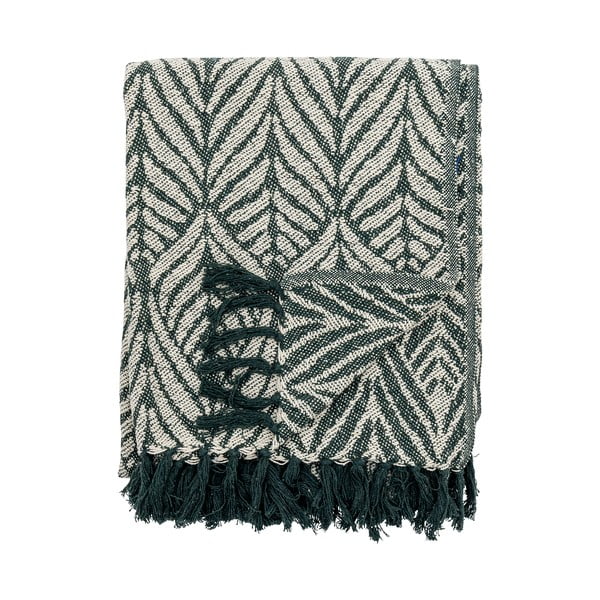 Zelena/bež deka od recikliranog pamuka 130x160 cm Ugento – Bloomingville-image-4