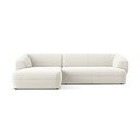 Bijela baršunasti kutna garnitura (s lijevim kutom) Moana – Makamii