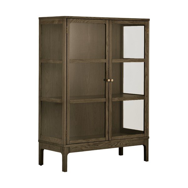 Tamno smeđa vitrina u dekoru hrasta 90x126x40 cm Zamora – House Nordic