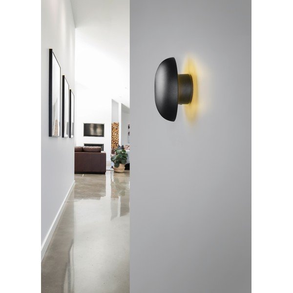 Mat crna LED zidna lampa s USB Davey – Trio-image-1