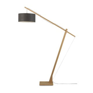 Podna svjetiljka s tamno sivim sjenilom i Good &amp; Mojo Montblanc konstrukcijom od bambusa