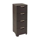 Tamno smeđi plastični visok kupaonski ormarić 33x79 cm Rattan – Curver