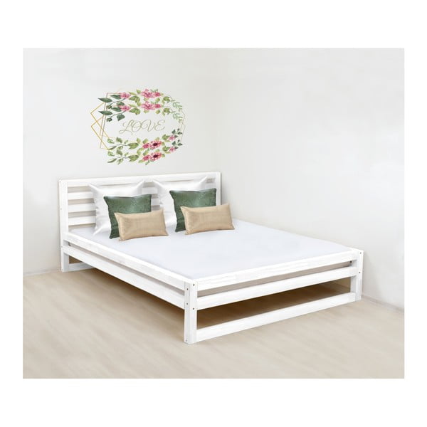 Bijeli drveni bračni krevet Benlemi DeLuxe, 200 x 190 cm