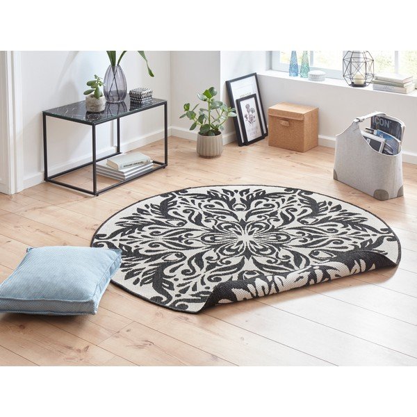 Crno-krem vanjski tepih NORTHRUGS Madrid, ⌀ 200 cm-image-1