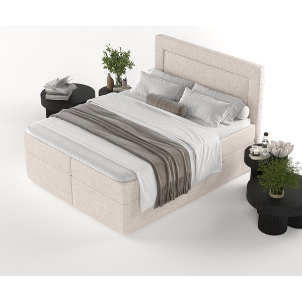 Bež boxspring krevet s prostorom za pohranu 200x200 cm Imagine – Maison de Rêve-image-4