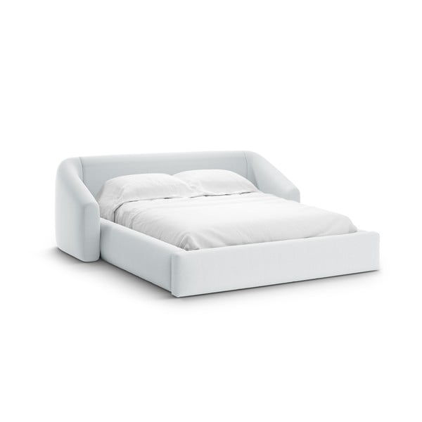 Svijetlo sivi tapecirani bračni krevet s prostorom za odlaganje s podnicom 140x200 cm Campi – Cosmopolitan Design
