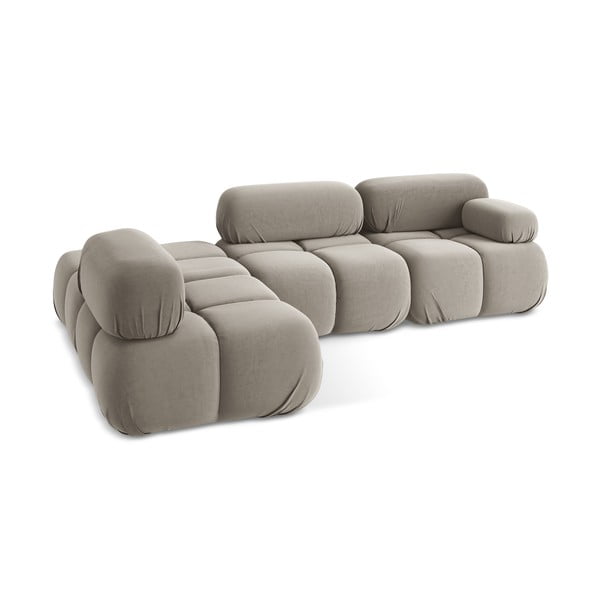 Bež baršunasti kutna garnitura (s lijevim kutom) Lokua – Makamii-image-4