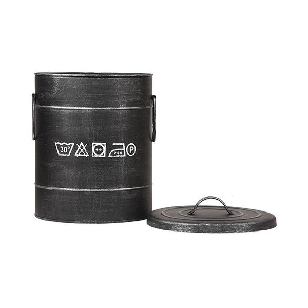 Crni metalni koš za prljavo rublje LABEL51, ⌀ 26 cm-image-1