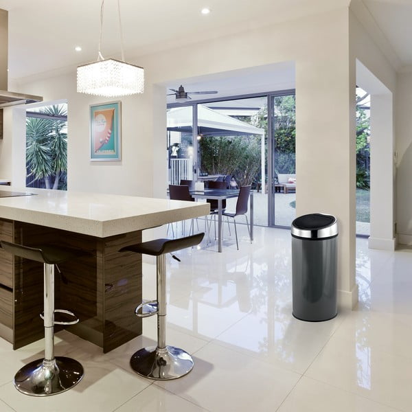 Tamno siva željezna kanta za smeće na dodir 30 l – MSV-image-1