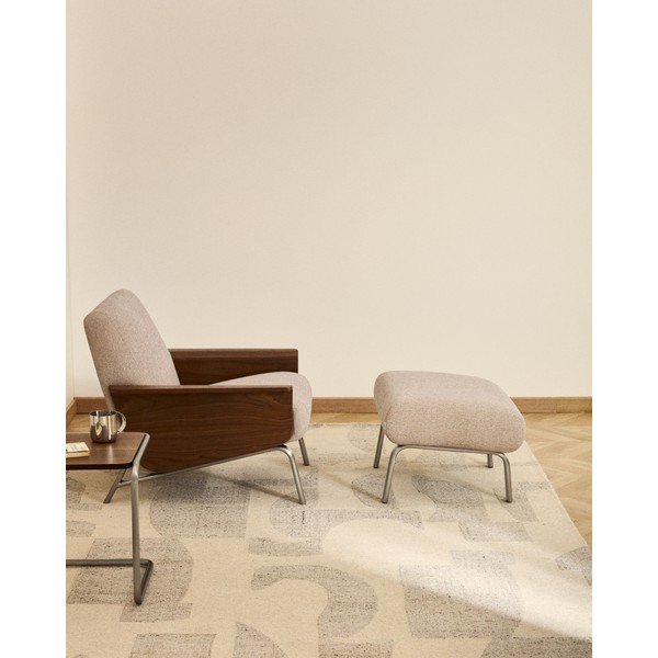 Svjetlo smeđi tabure od šenila Amsen – Kave Home-image-1