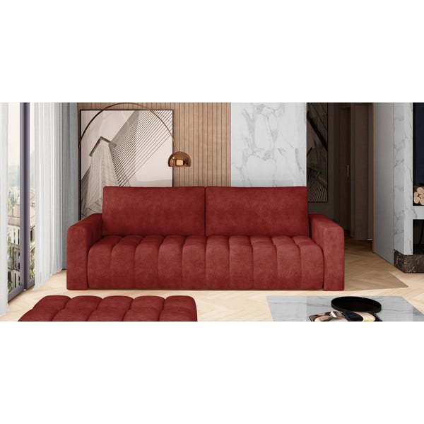 Crvena baršunasti sklopiva/s prostorom za odlaganje sofa 247 cm Lazaro – ELTAP-image-1