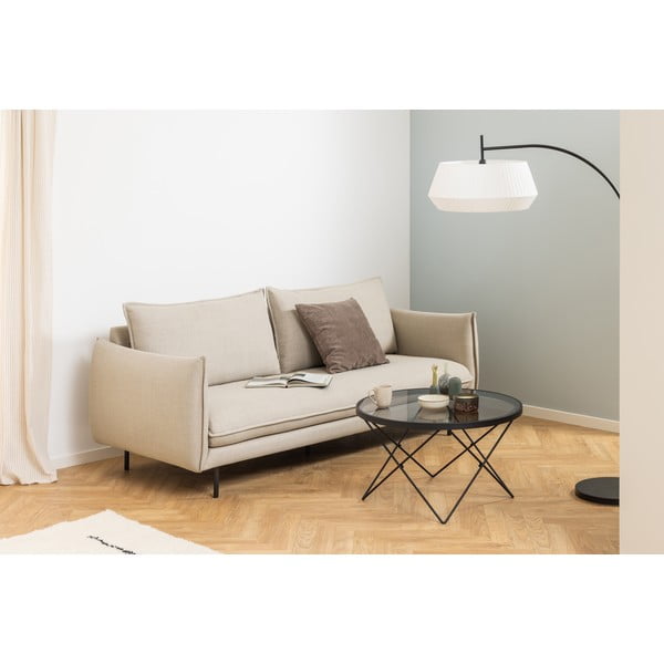 Crni stolić za kavu sa staklenom pločom stola ø 80 cm Cuxton – Actona-image-3