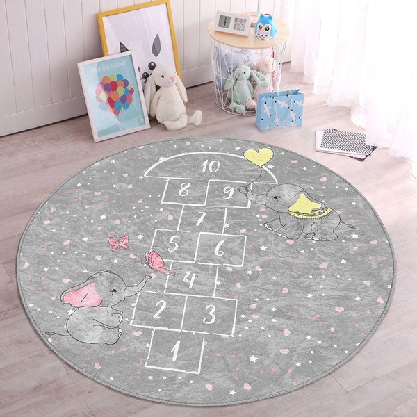 Sivi dječji tepih ø 80 cm Comfort – Mila Home-image-2