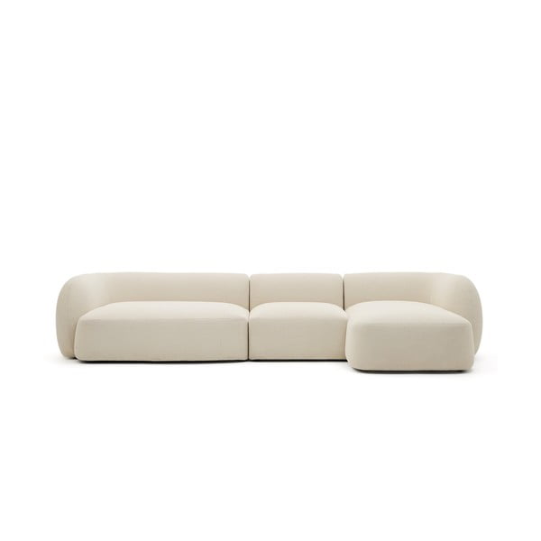 Krem kutna garnitura od šenila (s desnim kutom/s ležaljkom) Martina – Kave Home