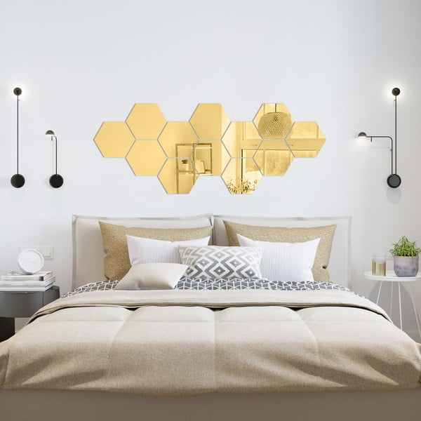 Set zidnih naljepnica 12 kom 17x20 cm Hexagons Gold - Ambiance-image-1