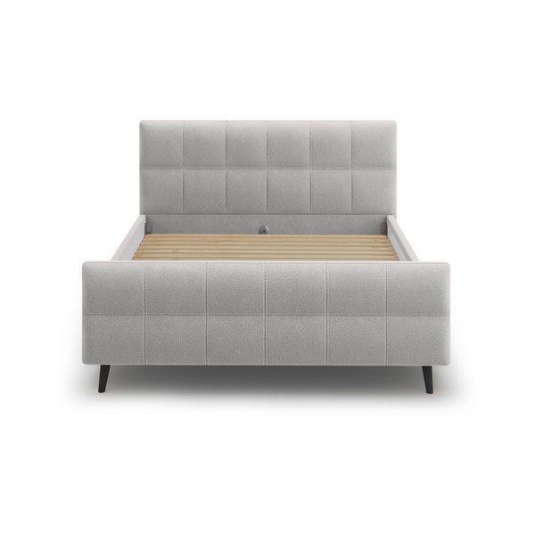 Svijetlo sivi tapecirani bračni krevet s podnicom 180x200 cm Gigi - Micadoni Home-image-1