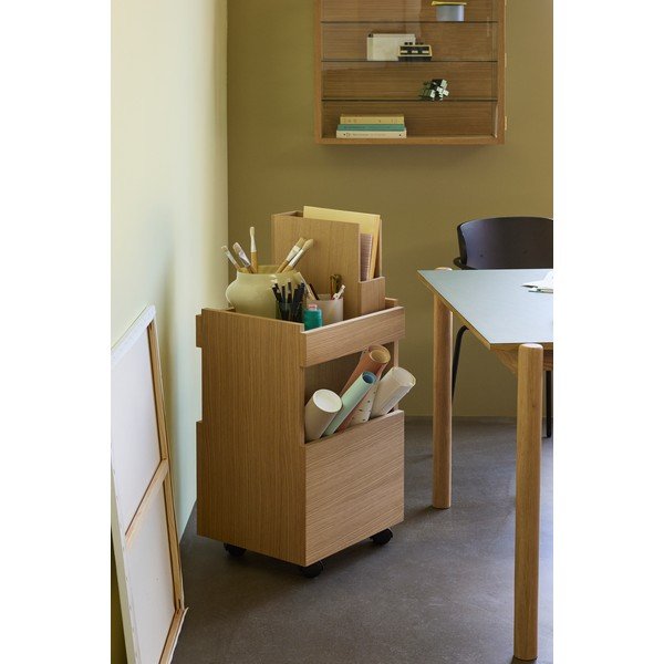 Kolica za posluživanje na kotačima u dekoru hrasta 35x40 cm Forma – Hübsch-image-3