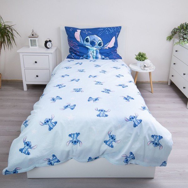 Plava pamučna dječja posteljina za krevet za jednu osobu 140x200 cm Lilo & Stitch "Aloha" – Jerry Fabrics-image-2