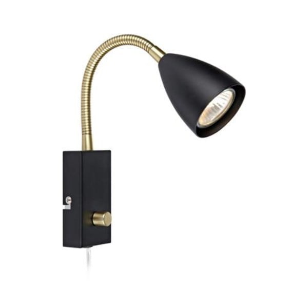 Crna zidna svjetiljka s mjedenim detaljima Markslöjd Ciro Flex