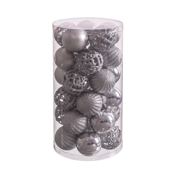 Set od 30 božićnih ukrasa u srebrnoj boji Unimasa Mixto, ø 5 cm