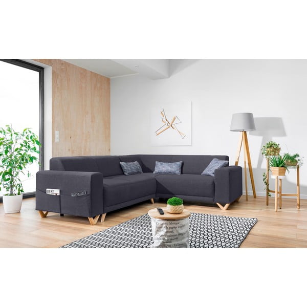 Antracitno siva sklopiva/s prostorom za odlaganje kutna garnitura (s desnim kutom/u obliku slova L) Classy Sophie – Miuform-image-3