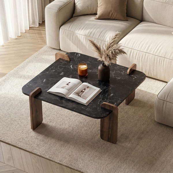 Crni stolić za kavu 90x90 cm Marais – Nordure-image-2