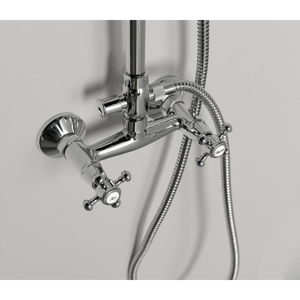 Mjedeni set za tuš kabinu u sjajno srebrnoj boji s glavom za tuš/sa ručnim tušem 142 cm Antea – Sapho-image-3