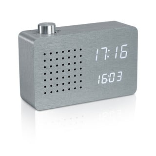 Siva budilica i radio s bijelim LED zaslonom Gingko Radio Click Clock