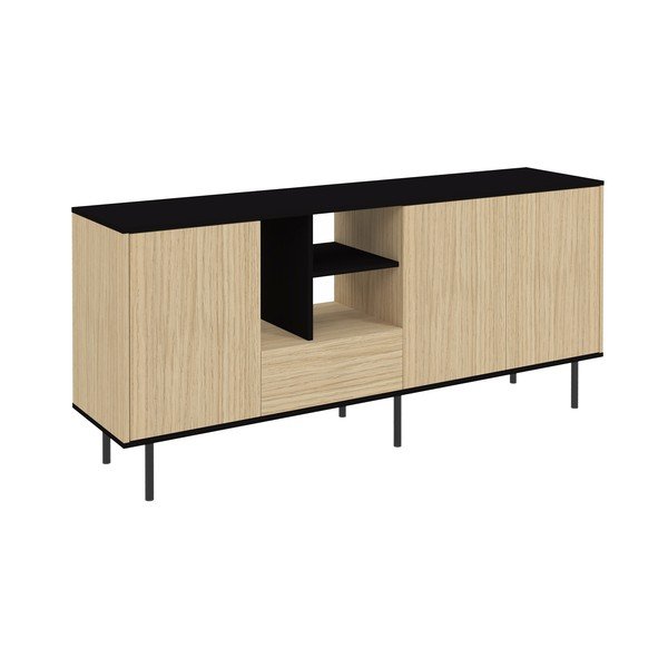 Crna niska komoda u dekoru hrasta 170x80 cm Lord - TemaHome -image-2
