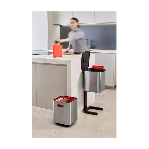 Željezna kanta za smeće za odvojeni otpad u srebrnoj boji 40 l Totem Compact – Joseph Joseph-image-4