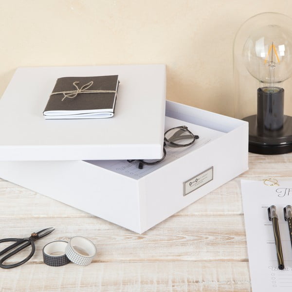 Bijela kutija za pohranu s natpisom za dokumente Bigso Box of Sweden Oskar, veličina A4-image-1