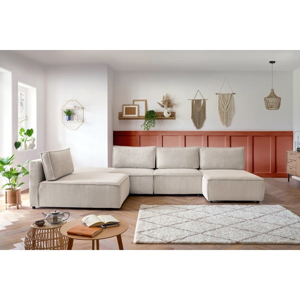 Krem kutna garnitura od samta (promjenjiva) Nihad modular – Bobochic Paris-image-1