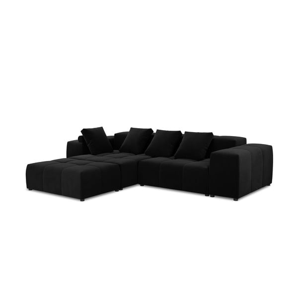 Kutna garnitura od crnog baršuna (varijabilna) Rome Velvet - Cosmopolitan Design-image-2