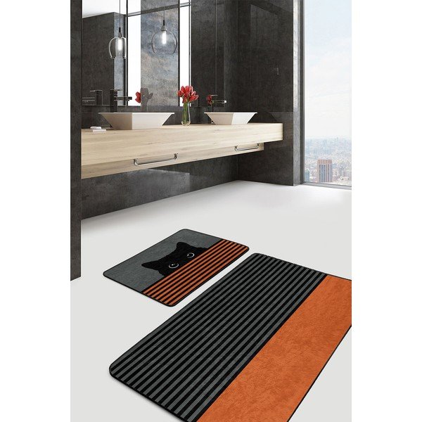 Crno-narančaste kupaonske prostirke u setu od 2 kom 60x100 cm - Mila Home-image-2