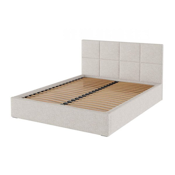 Bež tapecirani bračni krevet s prostorom za pohranu s podnicom 180x200 cm Bufo – MESONICA-image-2
