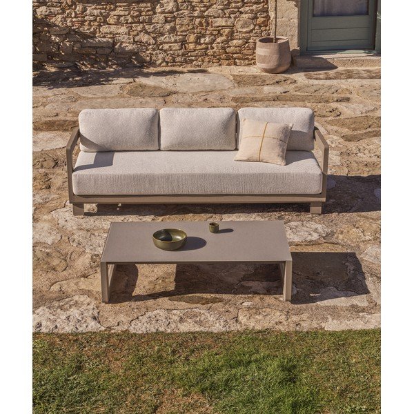 Bež/smeđe-siva vrtna garnitura aluminijska za 3 osobe Nerano – Kave Home-image-1