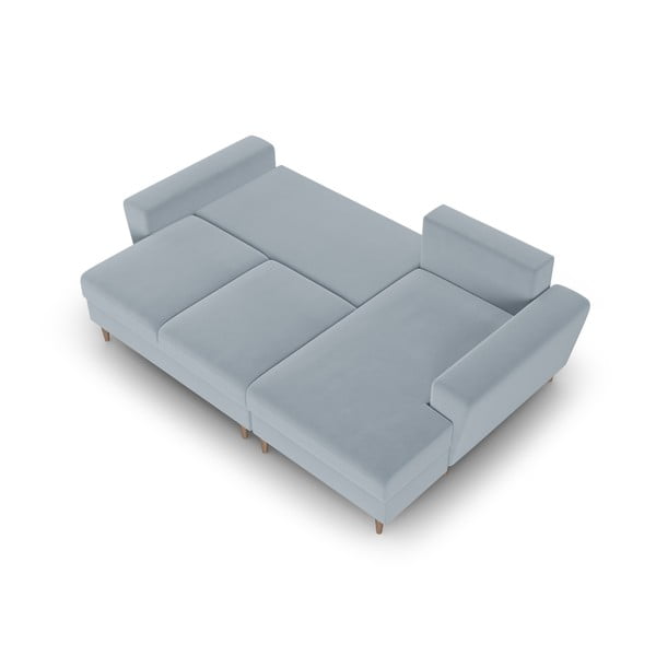 Svijetlo plava baršunasti sklopiva/s prostorom za odlaganje kutna garnitura (s desnim kutom/s ležaljkom) Kyoto – Cosmopolitan Design-image-2