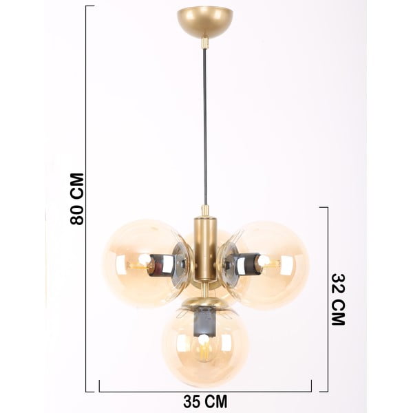 Žuta /u zlatnoj boji viseća svjetiljka sa staklenim sjenilom ø 15 cm Hector – Squid Lighting-image-4