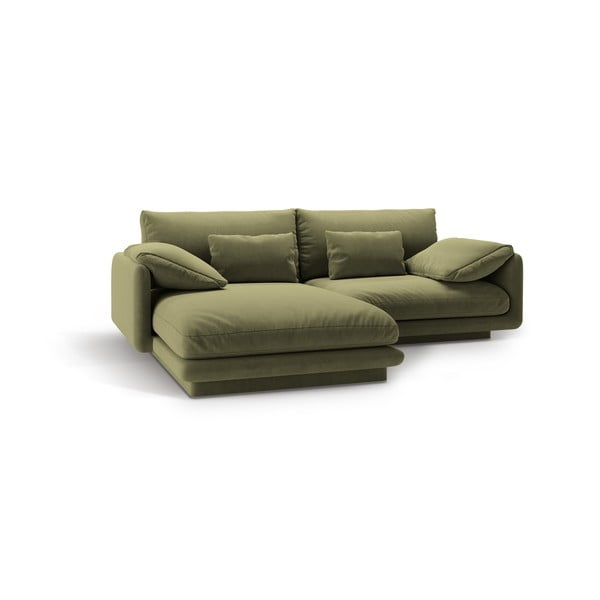 Svijetlo zelena baršunasti kutna garnitura (s lijevim kutom/s ležaljkom) Torino – Micadoni -image-2