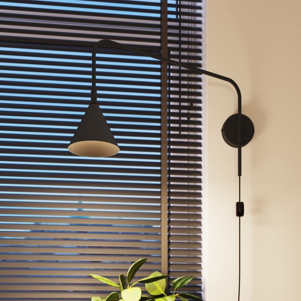 Crna zidna lampa s utikačem Zylo – Sollux-image-3
