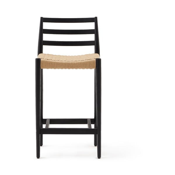 Crna/u prirodnoj boji barska stolica od punog hrasta (visine sjedala 70 cm) Analy – Kave Home-image-2