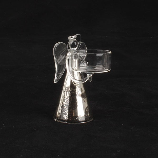 Stakleni svijećnjak s anđelom Daklsom, visina 10 cm