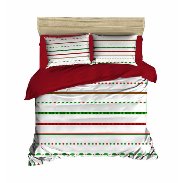Božićna posteljina za bračni krevet s plahtama Laura, 160 x 220 cm