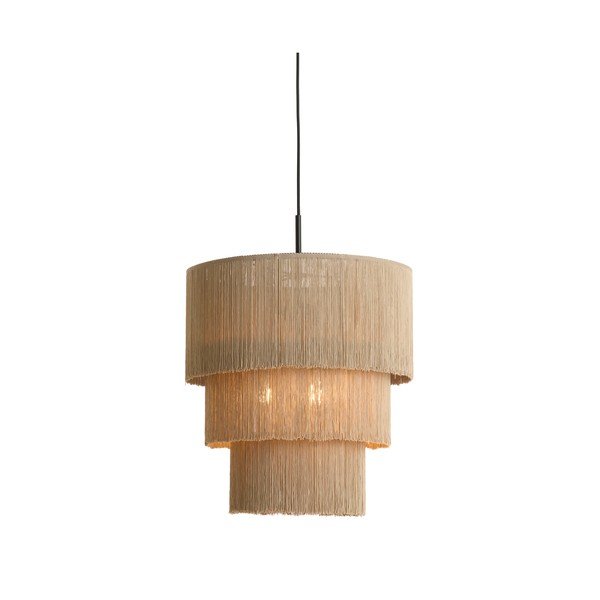 Smeđe-siva viseća svjetiljka s tekstilnim sjenilom ø 10 cm Malaika – Light & Living-image-3