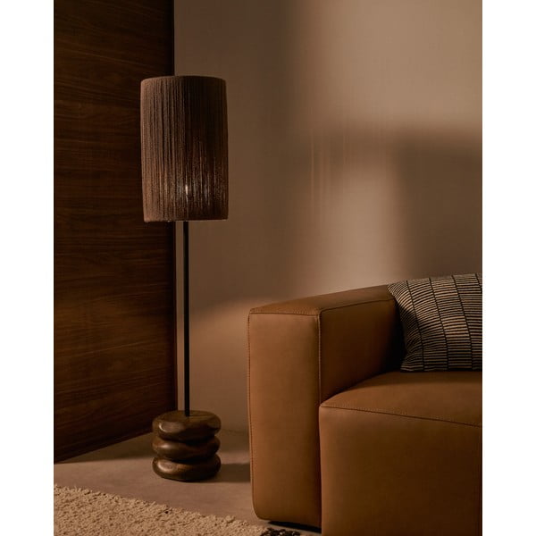 Stolna lampa od masivnog bagrema u tamnoj prirodnoj boji (visina 147 cm) Kor – Kave Home-image-1