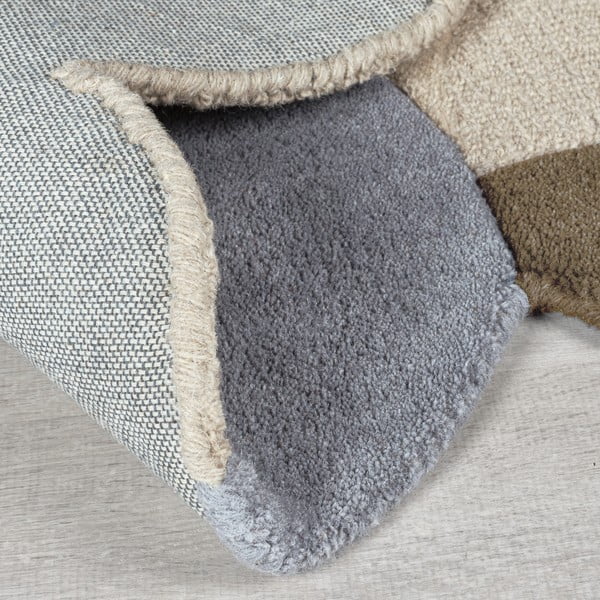 Sivo-bež ručno rađen vunen tepih 200x290 cm Mia Scallop Frame – Flair Rugs-image-3